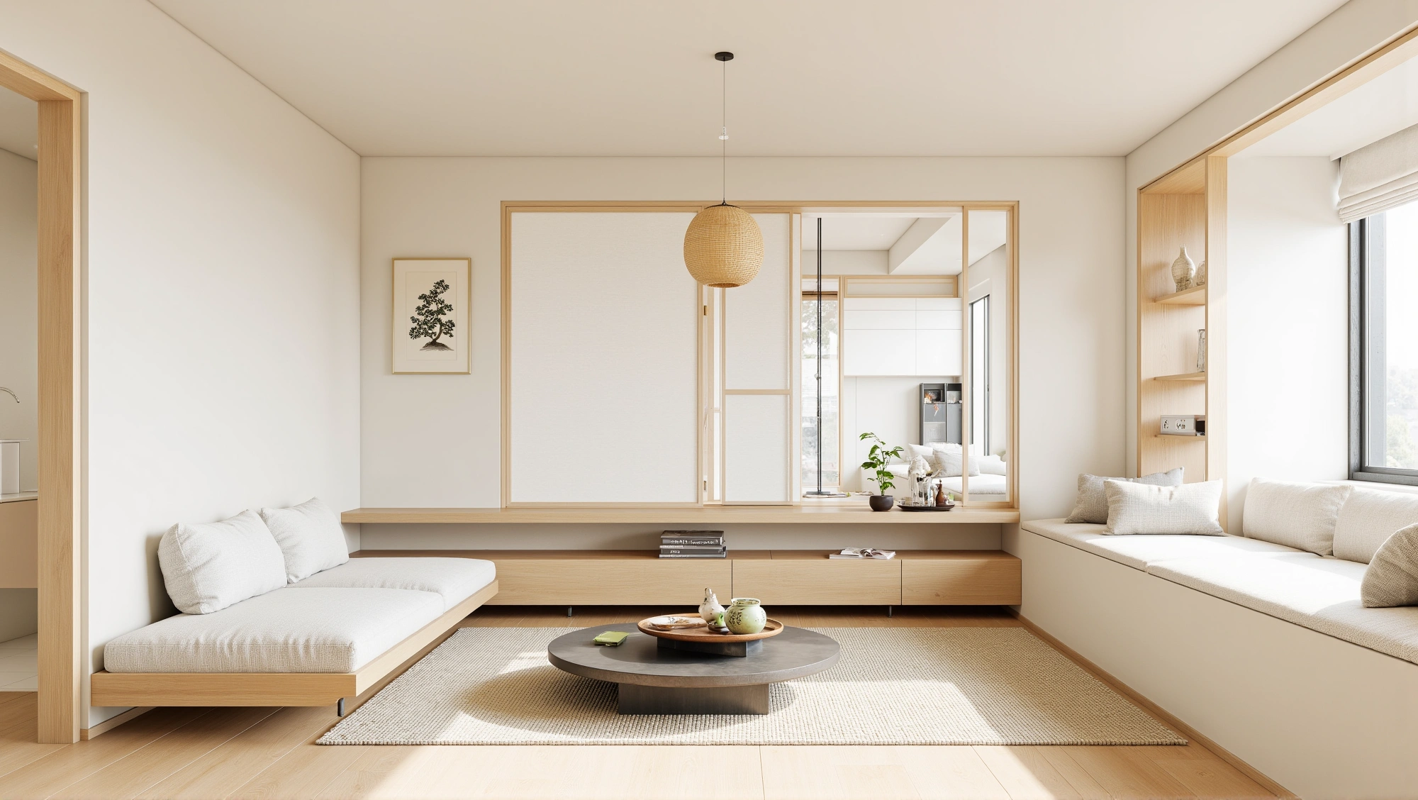 Japanese Simple Residence: Elegance and Nature Living room 5