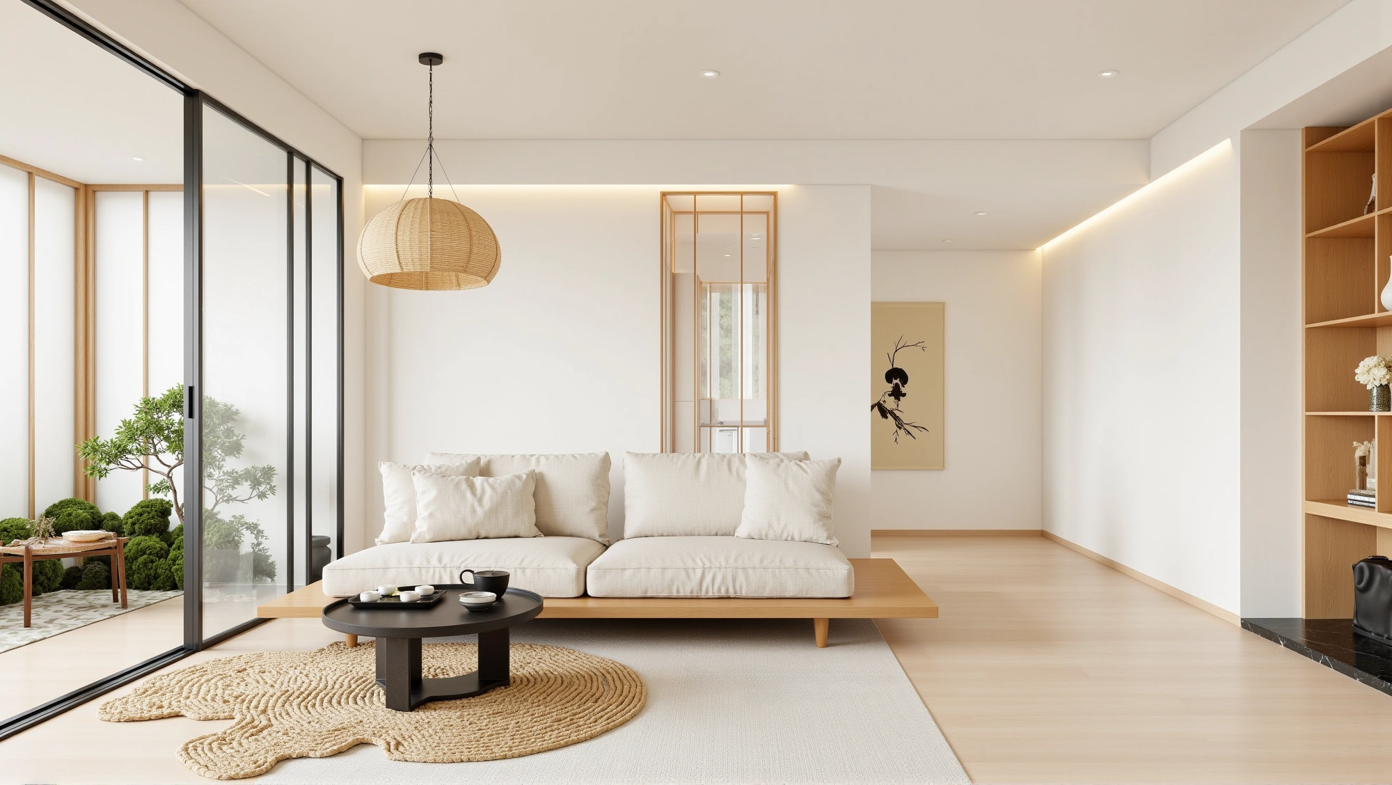 Japanese Simple Residence: Elegance and Nature Living room 6