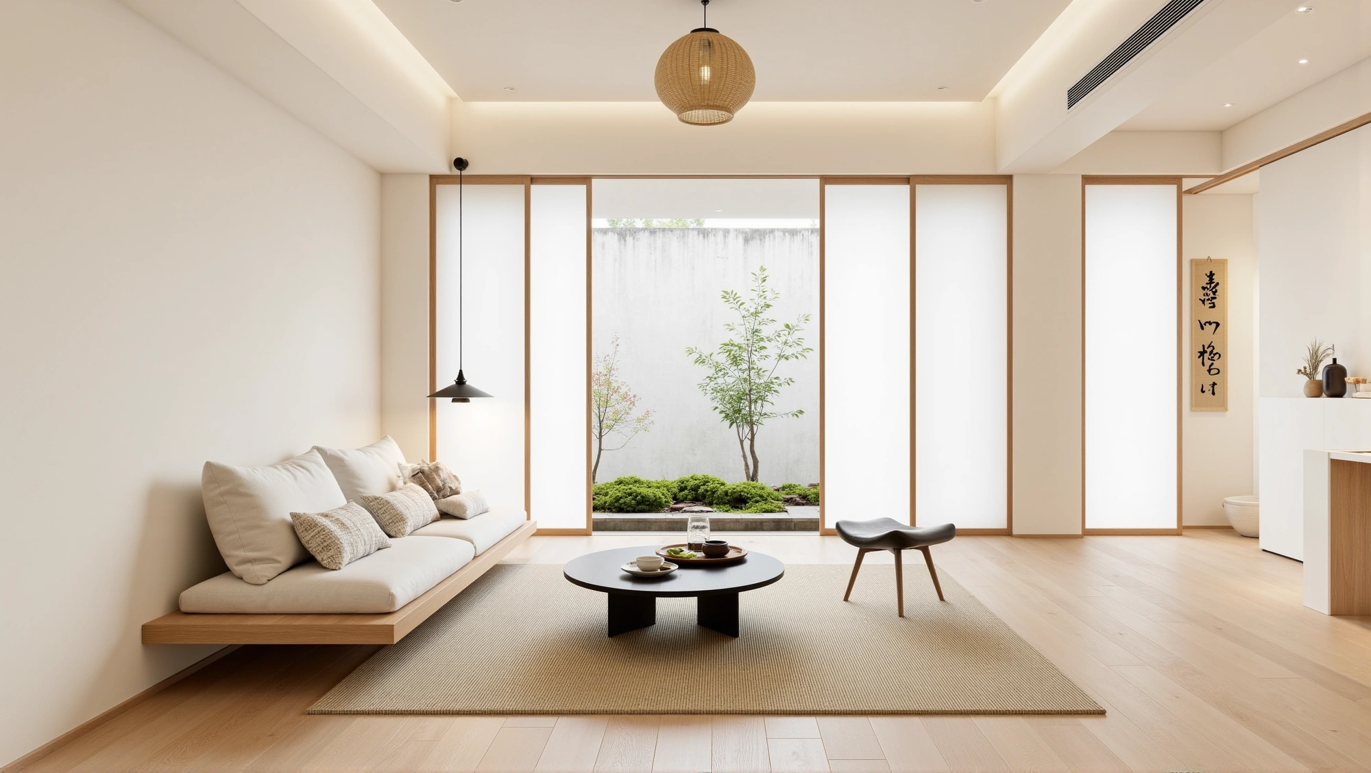 Japanese Simple Residence: Elegance and Nature Living room 2