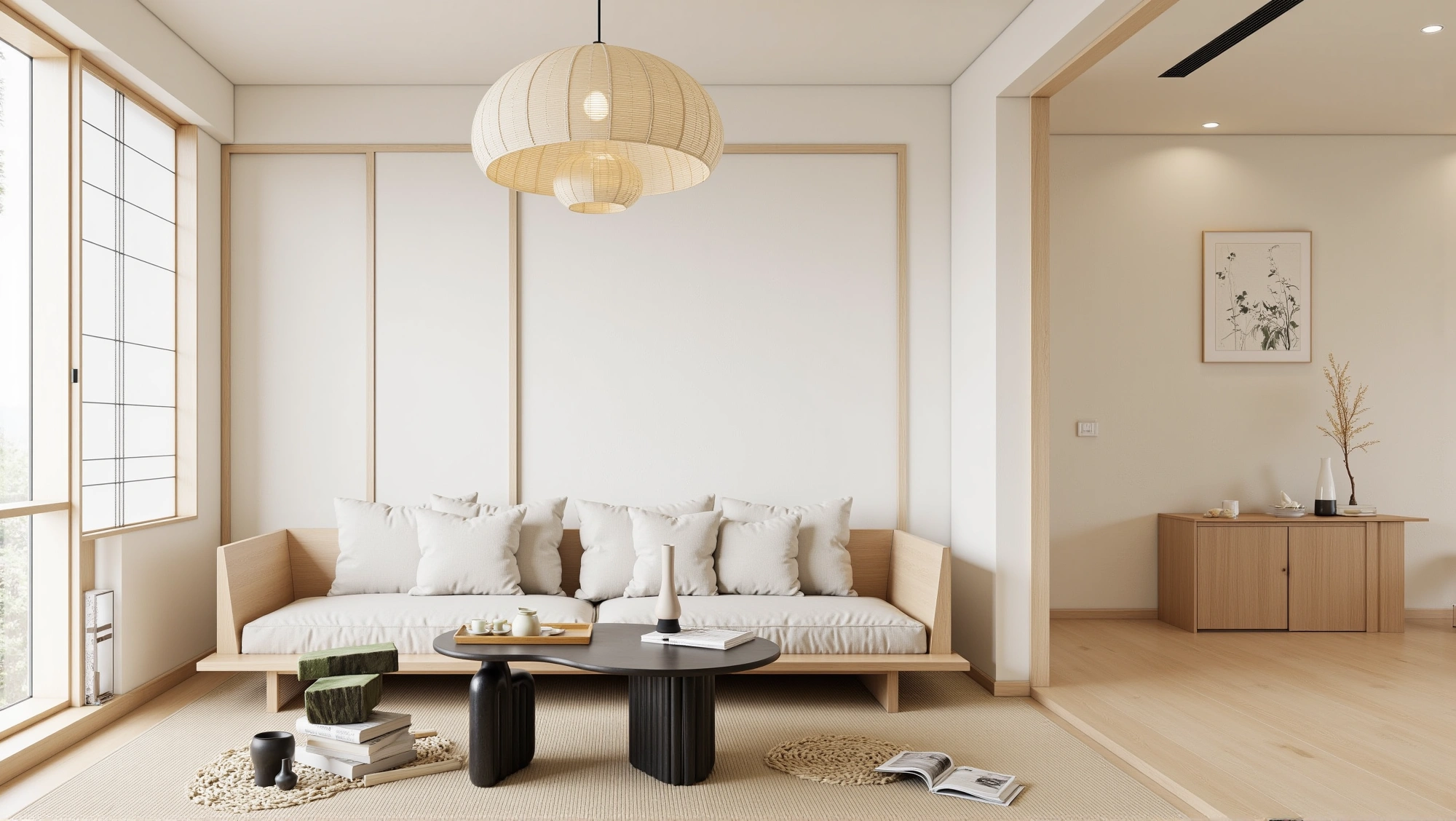 Japanese Simple Residence: Elegance and Nature Living room 7