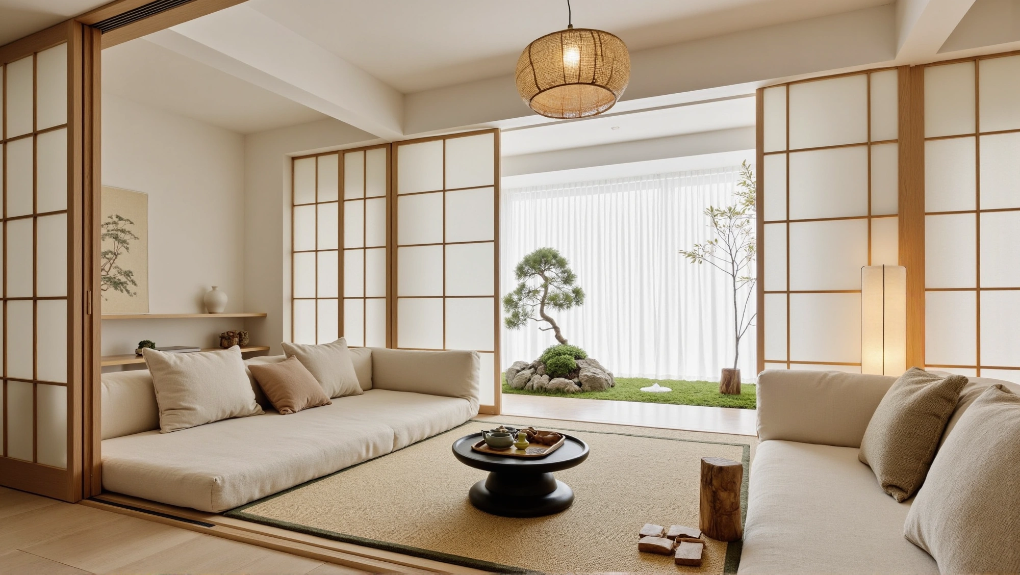 Japanese Simple Residence: Elegance and Nature Living room 8