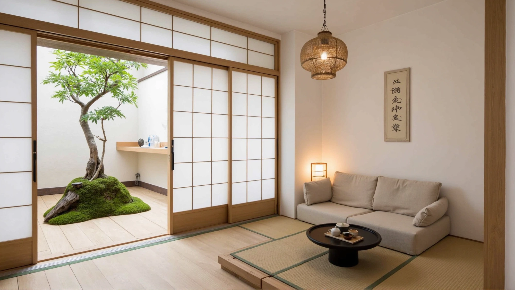 Japanese Simple Residence: Elegance and Nature Living room 11