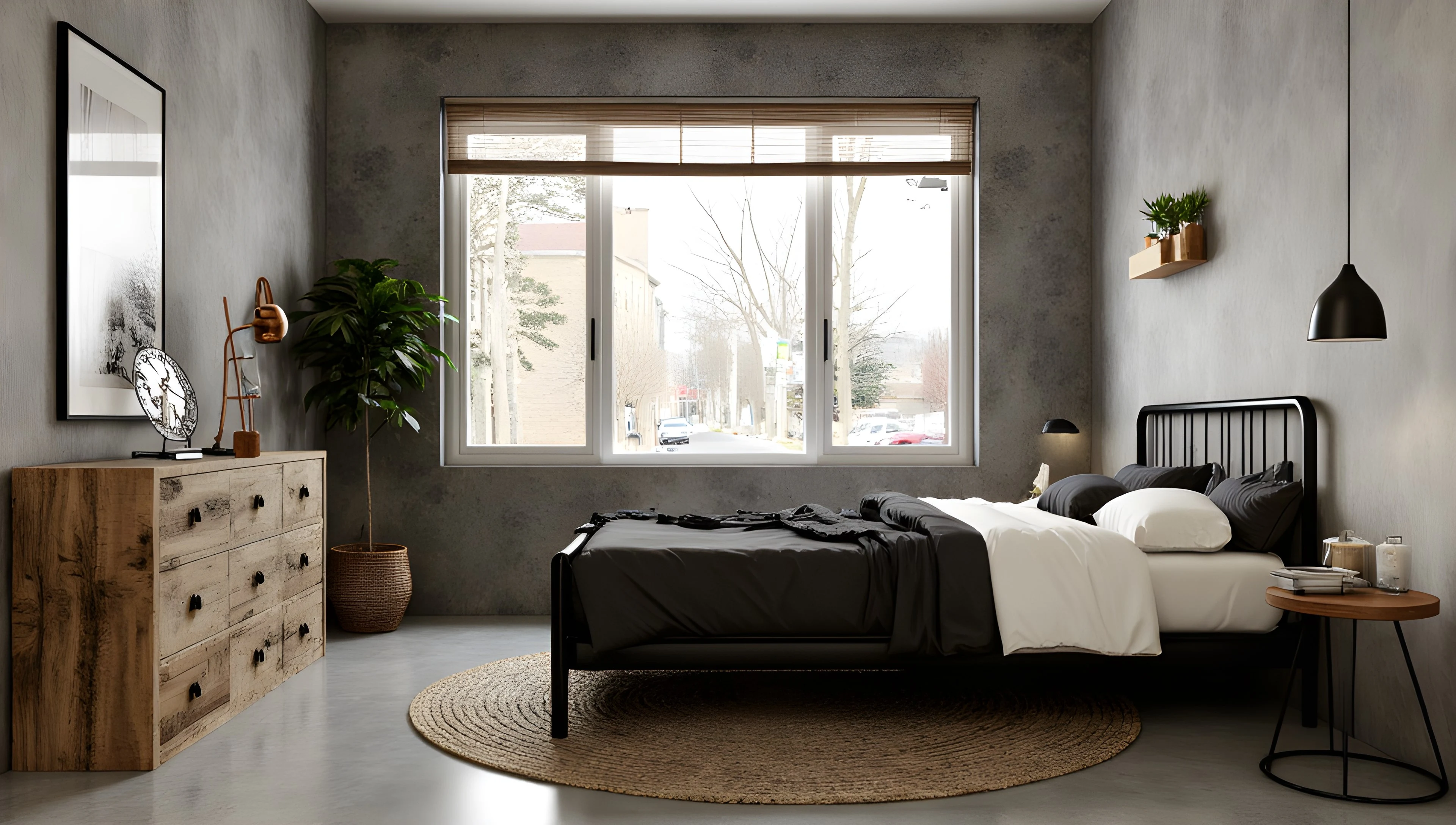 Rugged Texture and Warm Wood Charm Bedroom 1