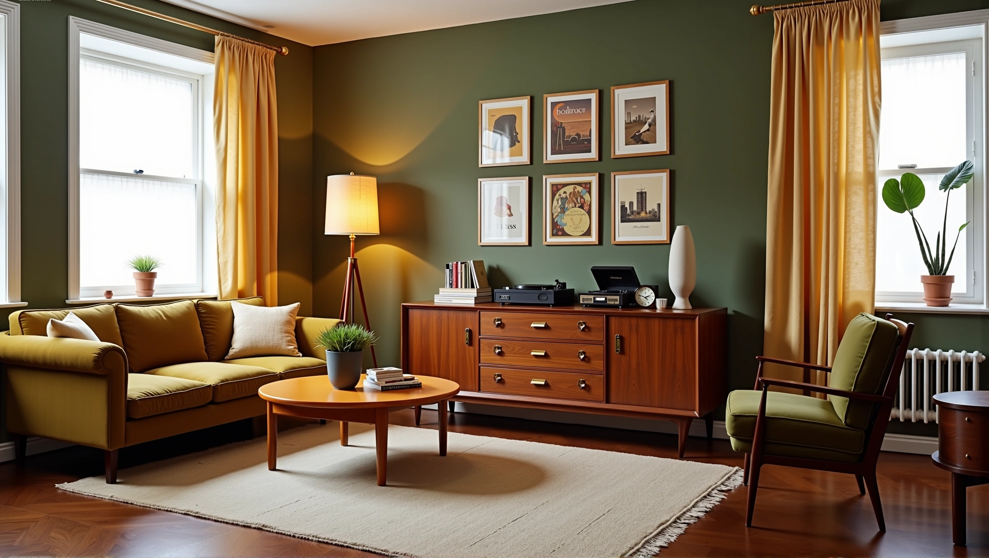 Retro Modern Mid-Century Artistic Dwelling Living room 8