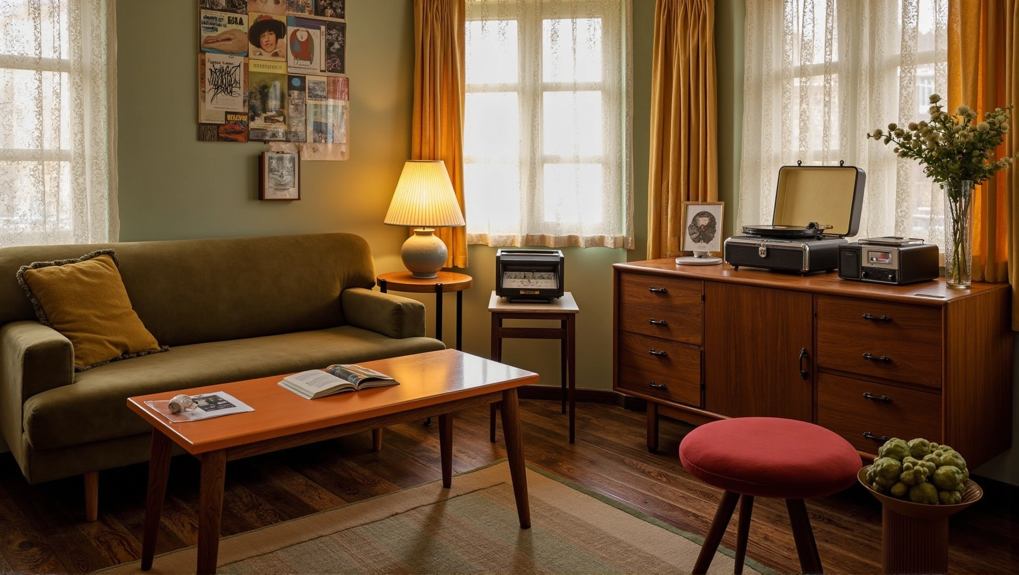 Retro Modern Mid-Century Artistic Dwelling Living room 5