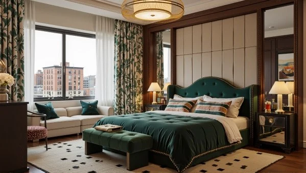 Elegant Bedroom Aesthetics of Retro Green Style