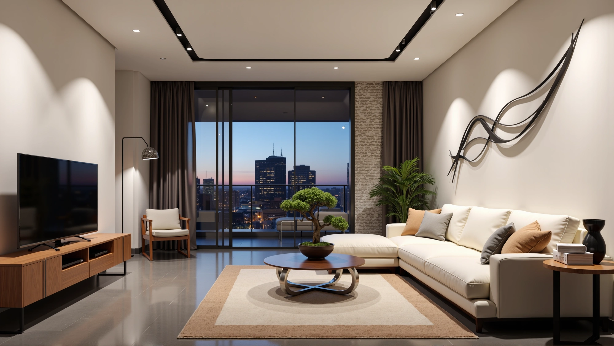 A Minimalist Symphony of Urban Texture and Comfort Living room 3