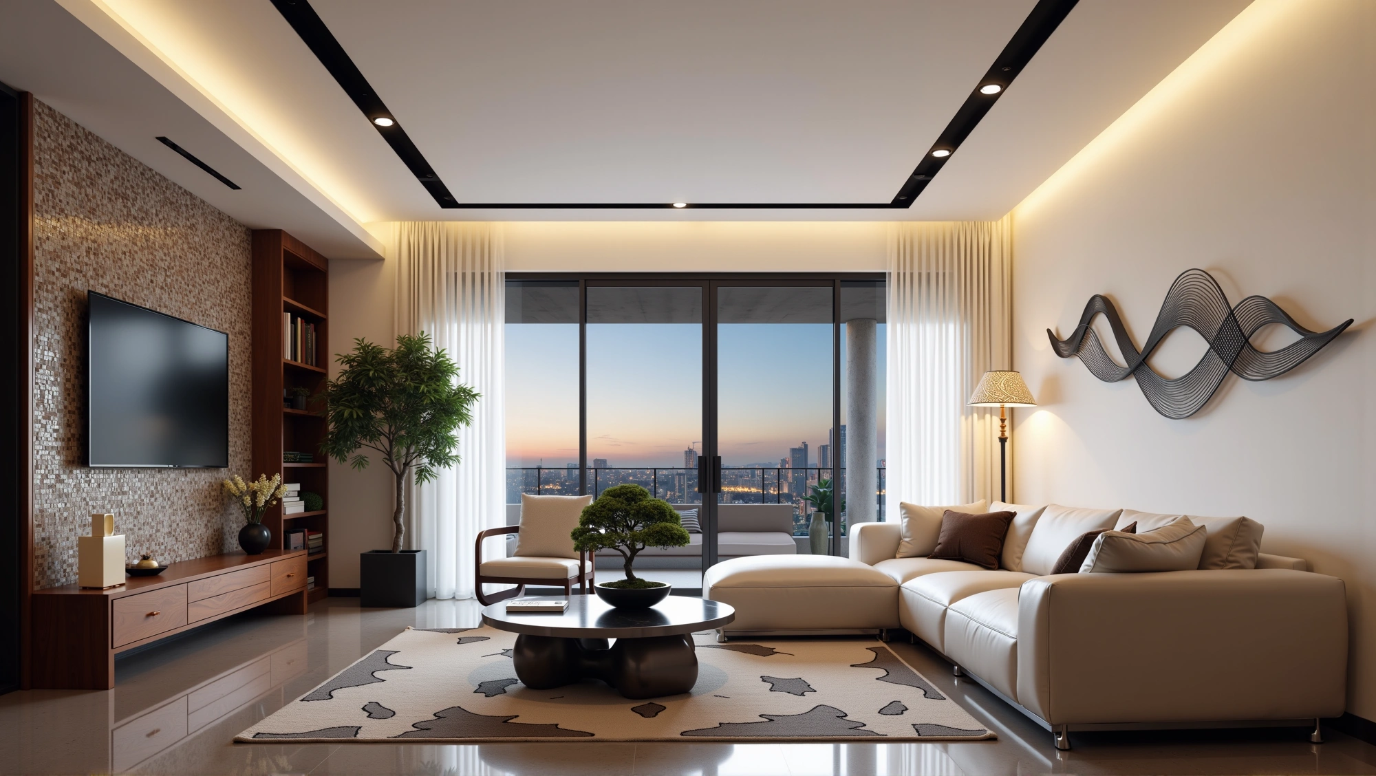A Minimalist Symphony of Urban Texture and Comfort Living room 4