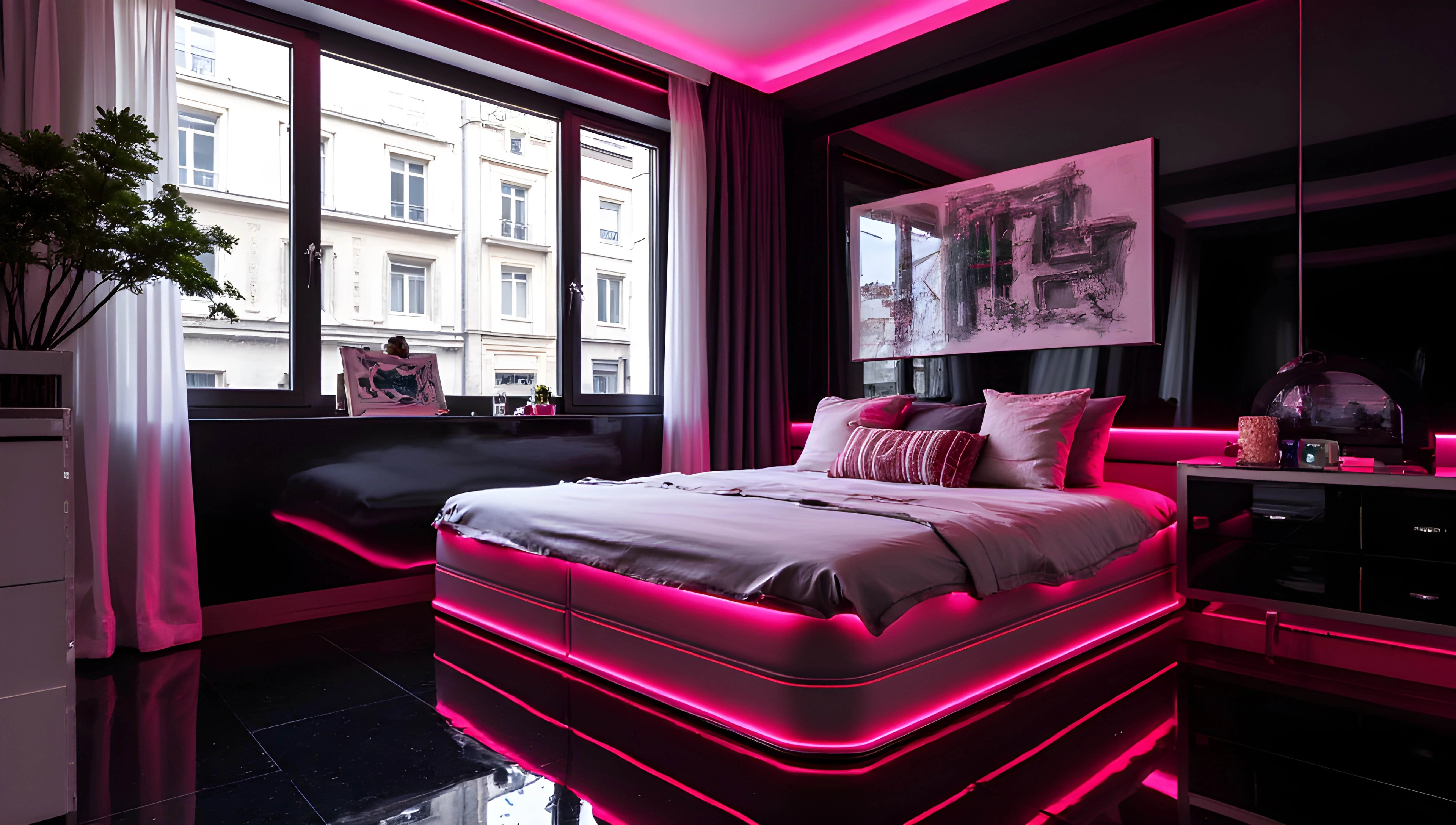 Pink-Purple Neon Bedroom Bedroom 1