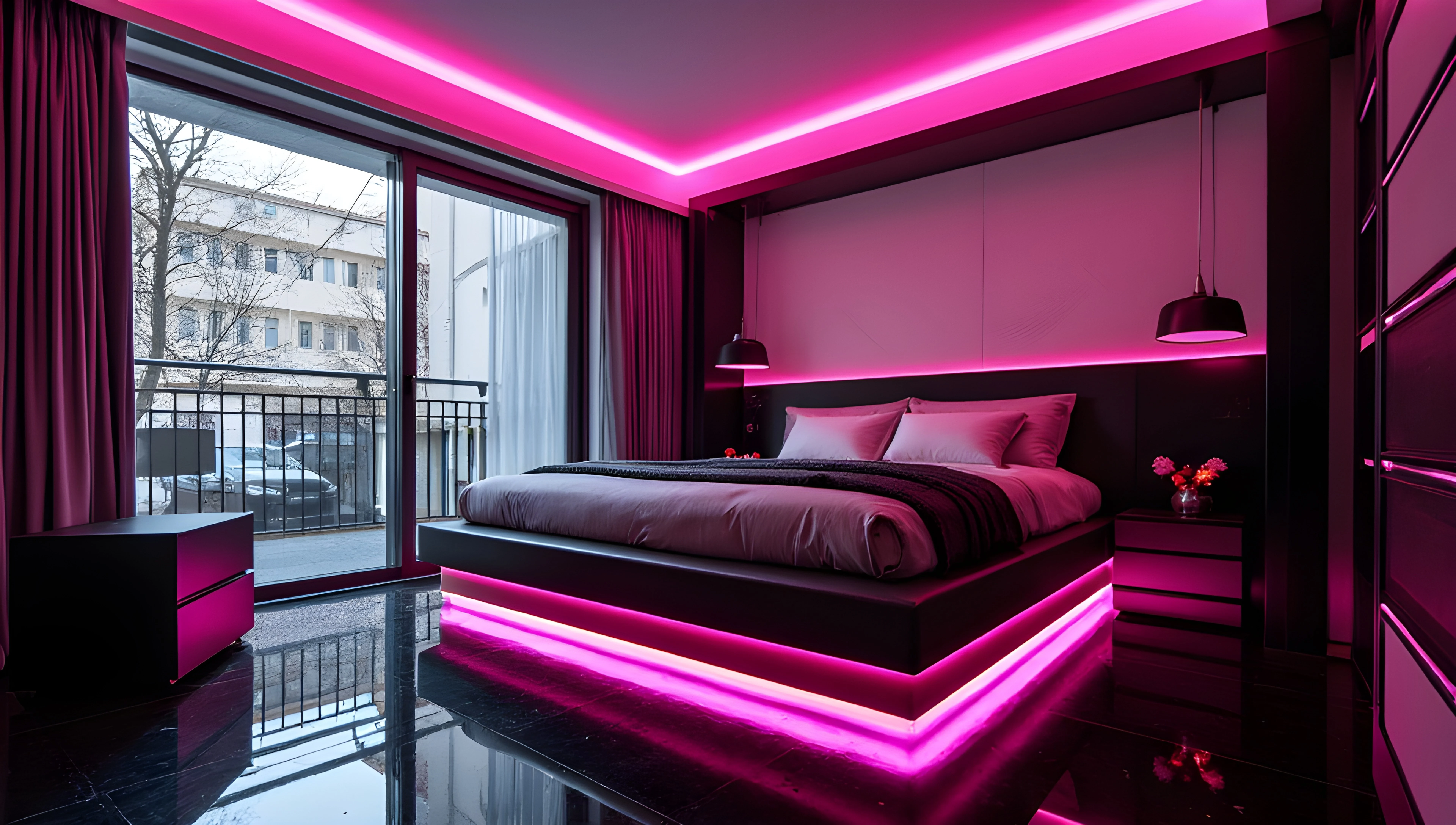 Pink-Purple Neon Bedroom Bedroom 3