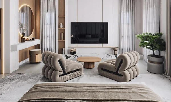 Modern Minimalist Warm Neutrals bedroom