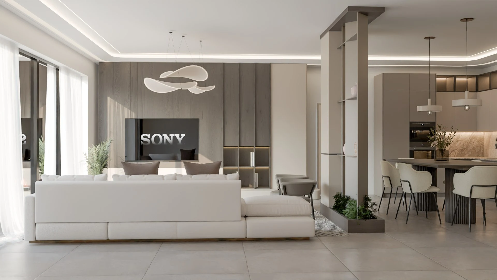 Modern Open-Concept Living & Dining Space Living room 1