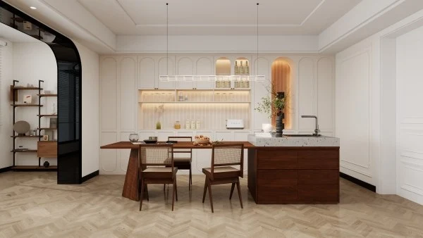 French Retro and Luxury Elegant Residence dining-room