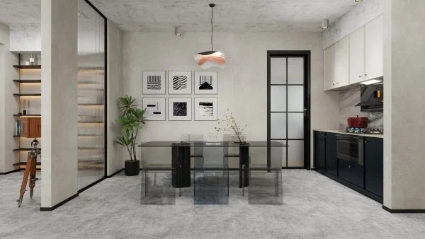 Industrial Minimalism Urban Textured Residence dining-room