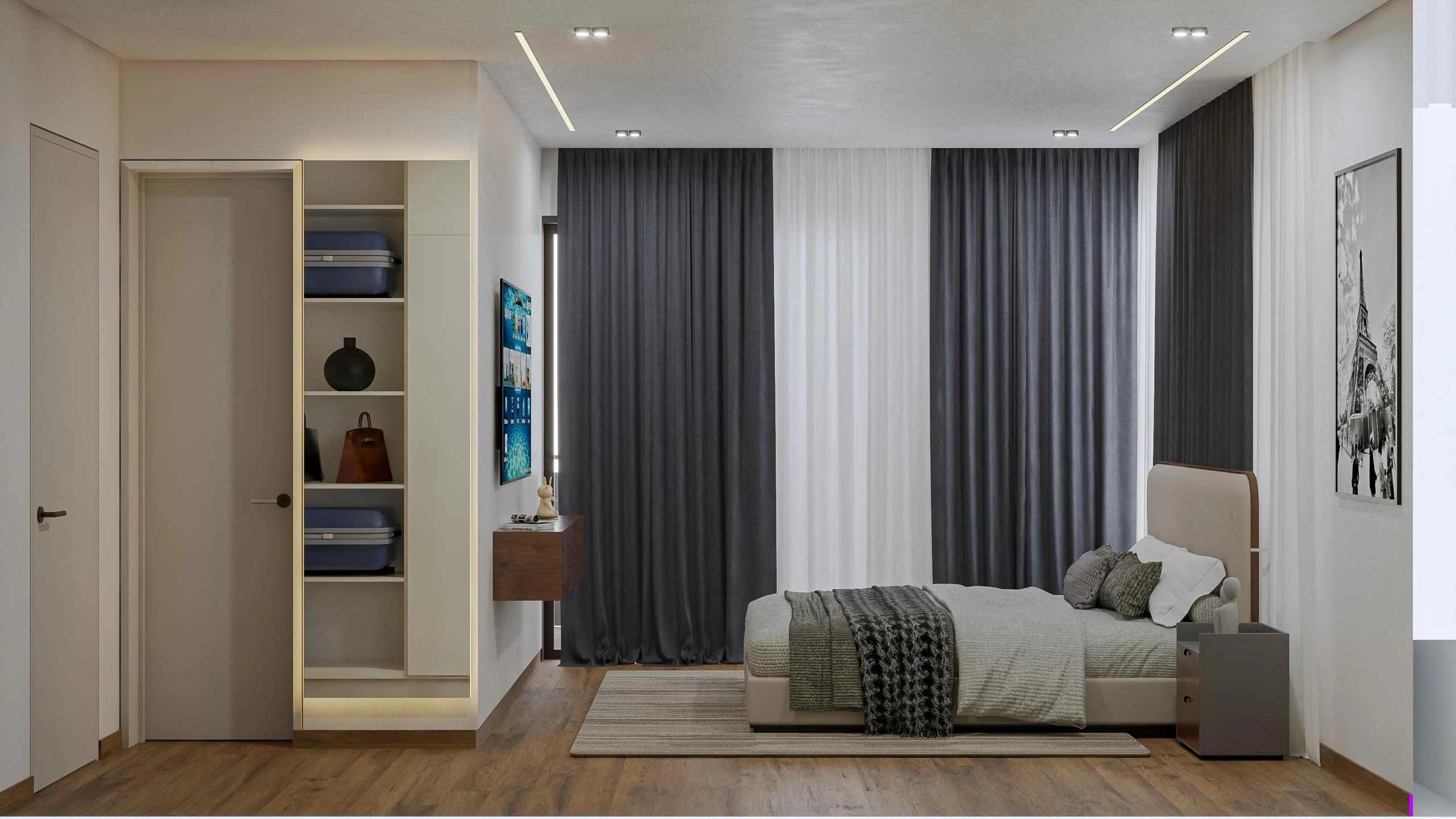 Minimalism Bedroom 3D Render Bedroom 3