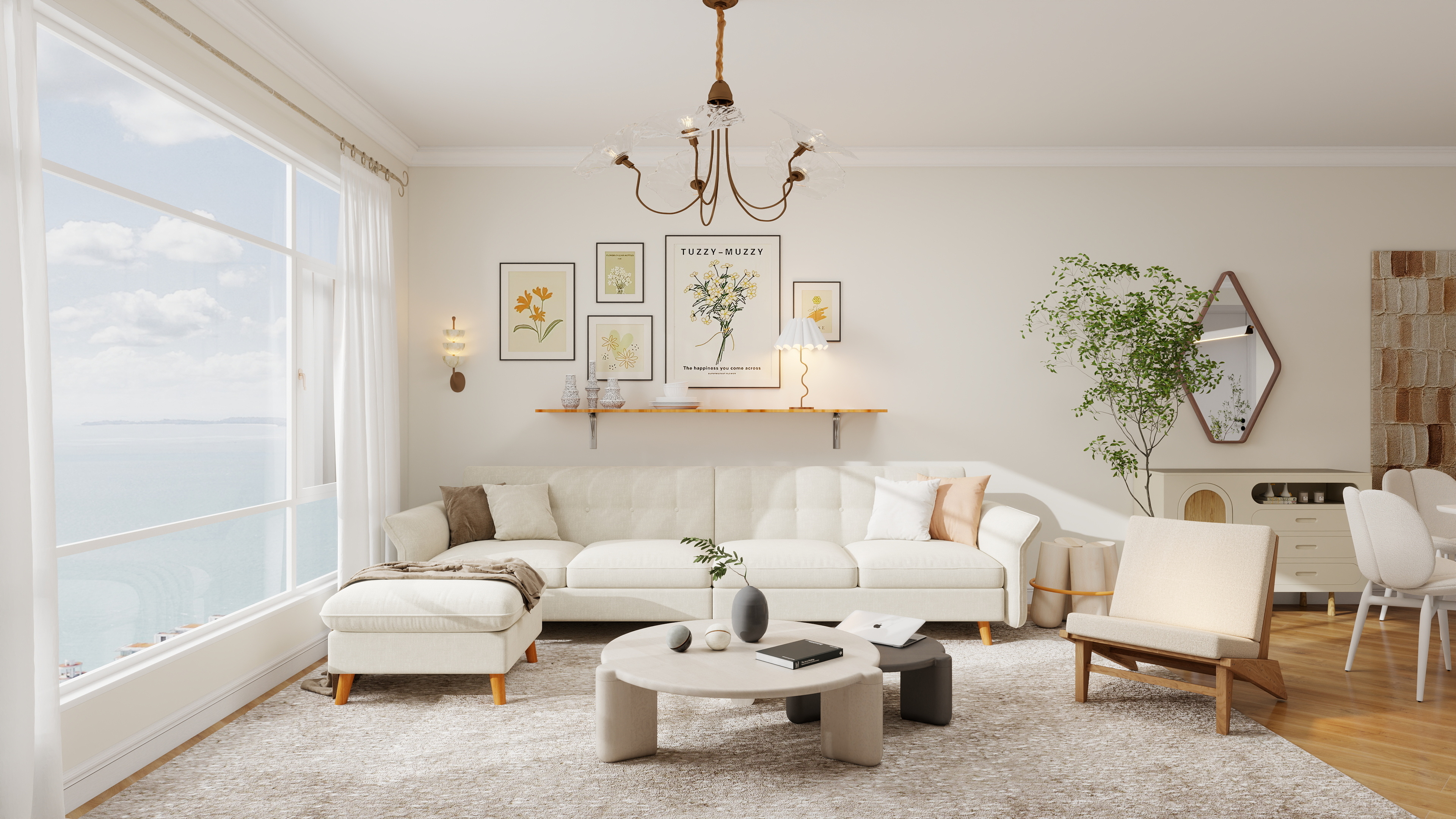 Cream-Style Soft Warm Texture Space Series Living room 1