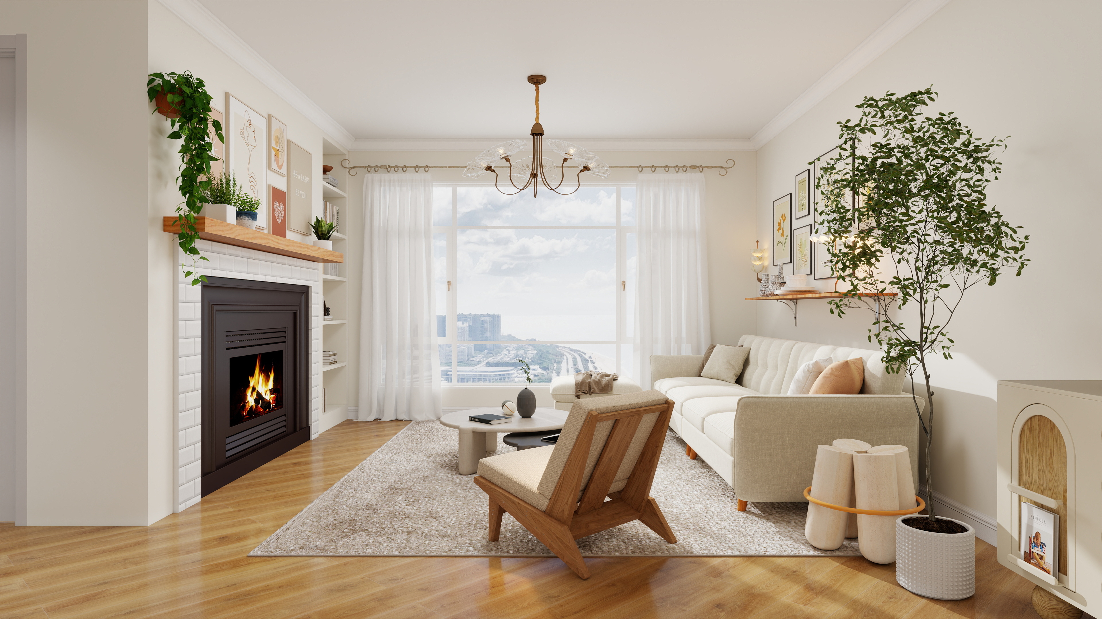 Cream-Style Soft Warm Texture Space Series Living room 2