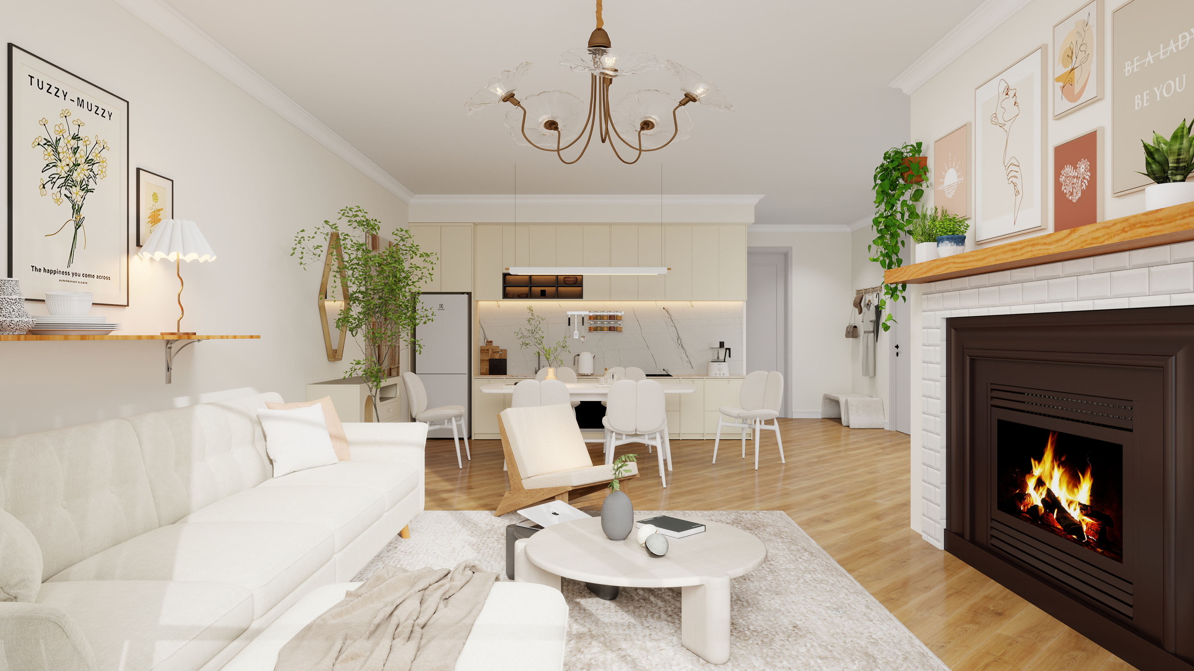 Cream-Style Soft Warm Texture Space Series Living room 4