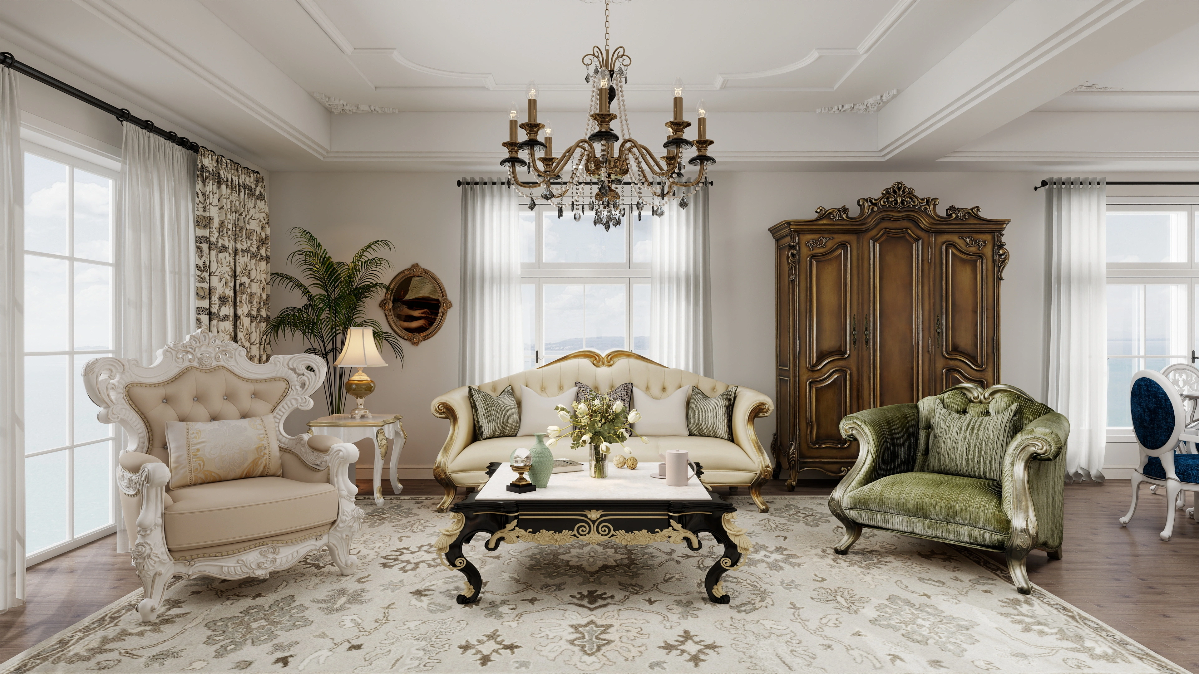 Luxurious and Elegant Home Space in French Style Living room 2