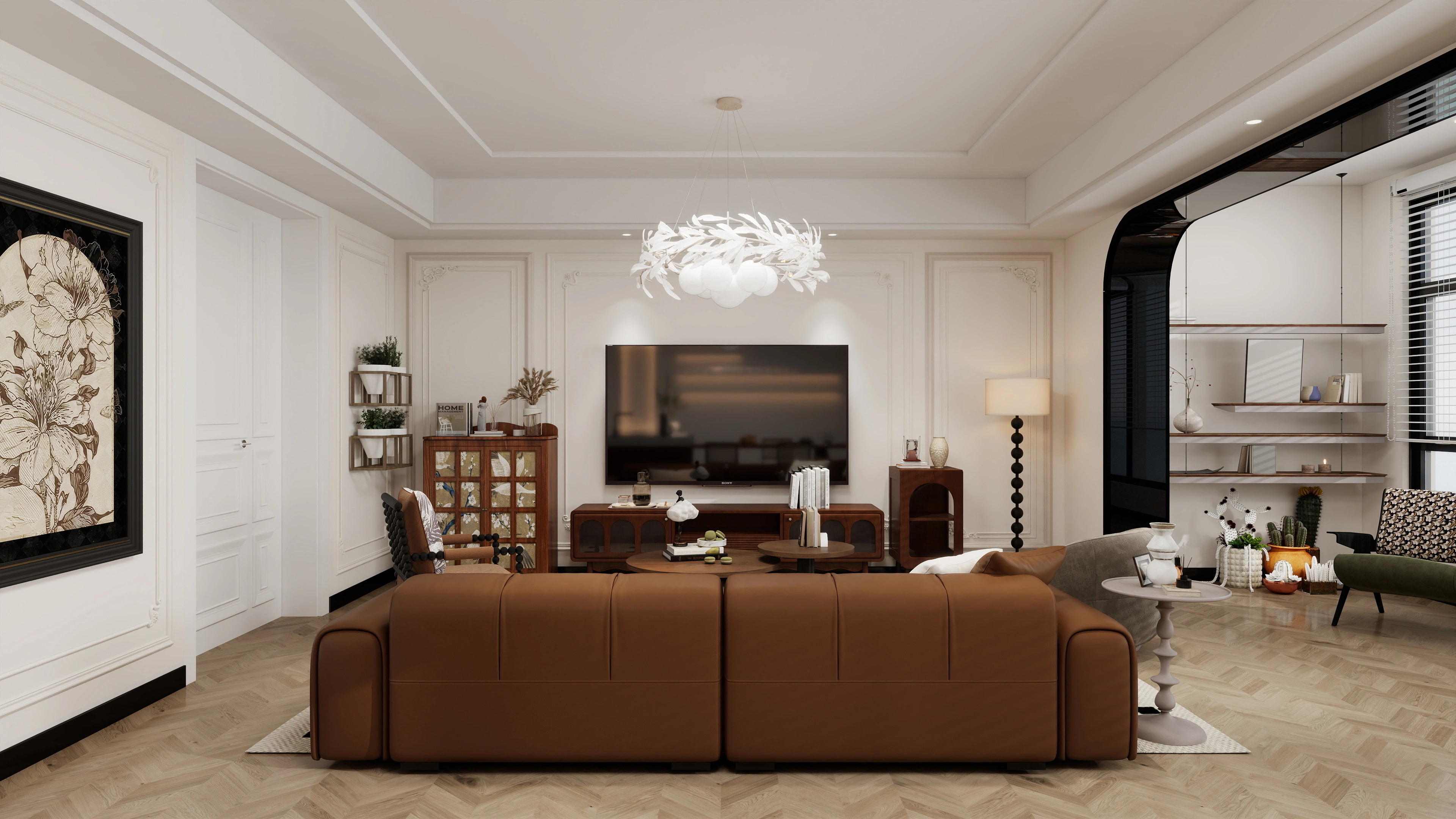 French Retro and Luxury Elegant Residence Living room 4