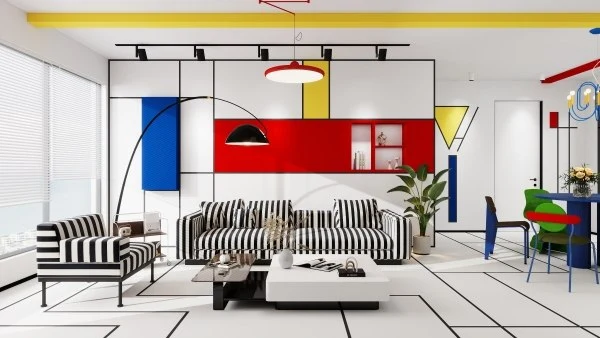Mondrian Rhapsody Vibrant Habitat living-room