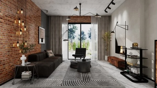 Industrial Minimalism Urban Textured Residence living-room