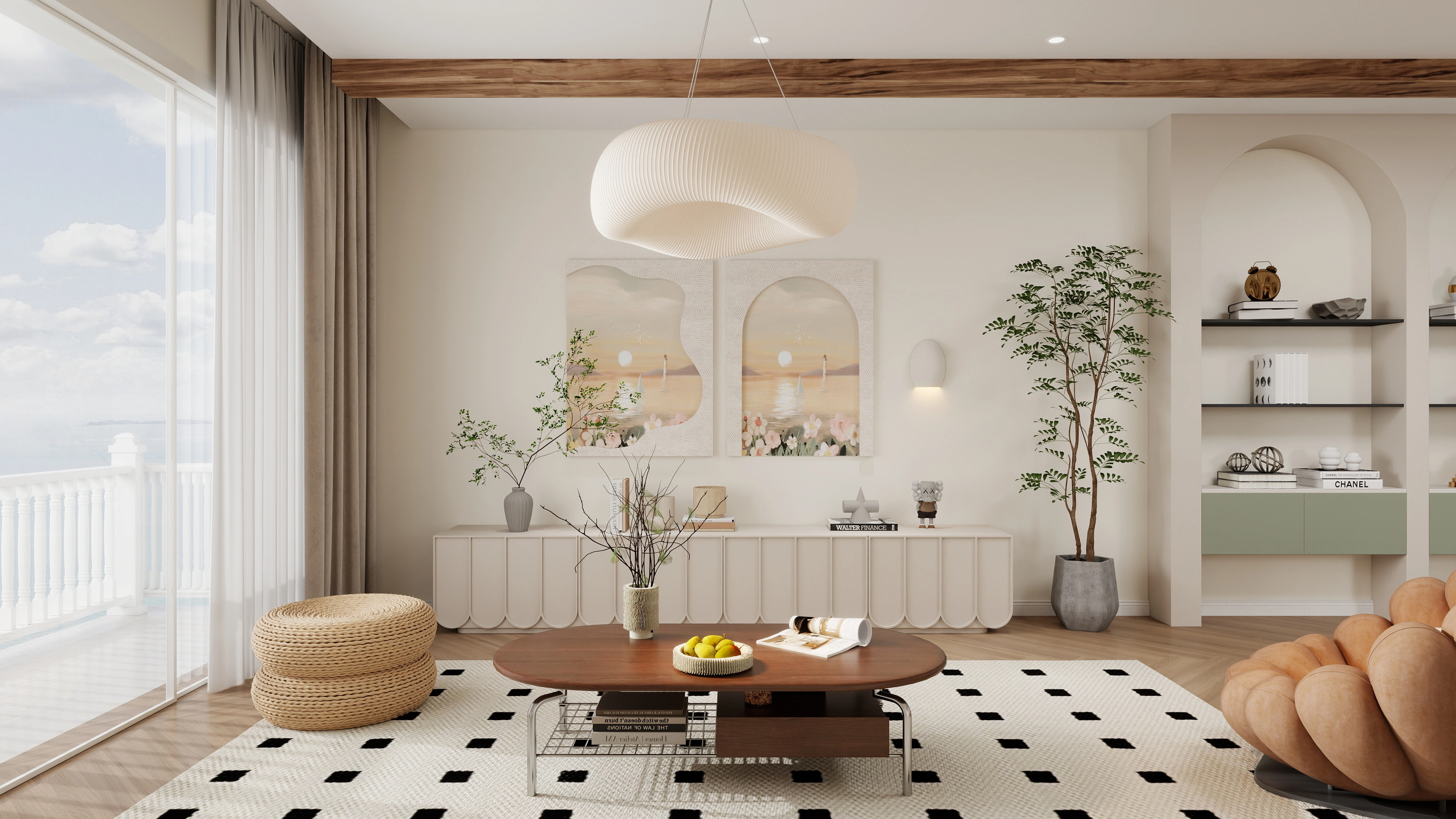 French Retro Healing Home Space Living room 2