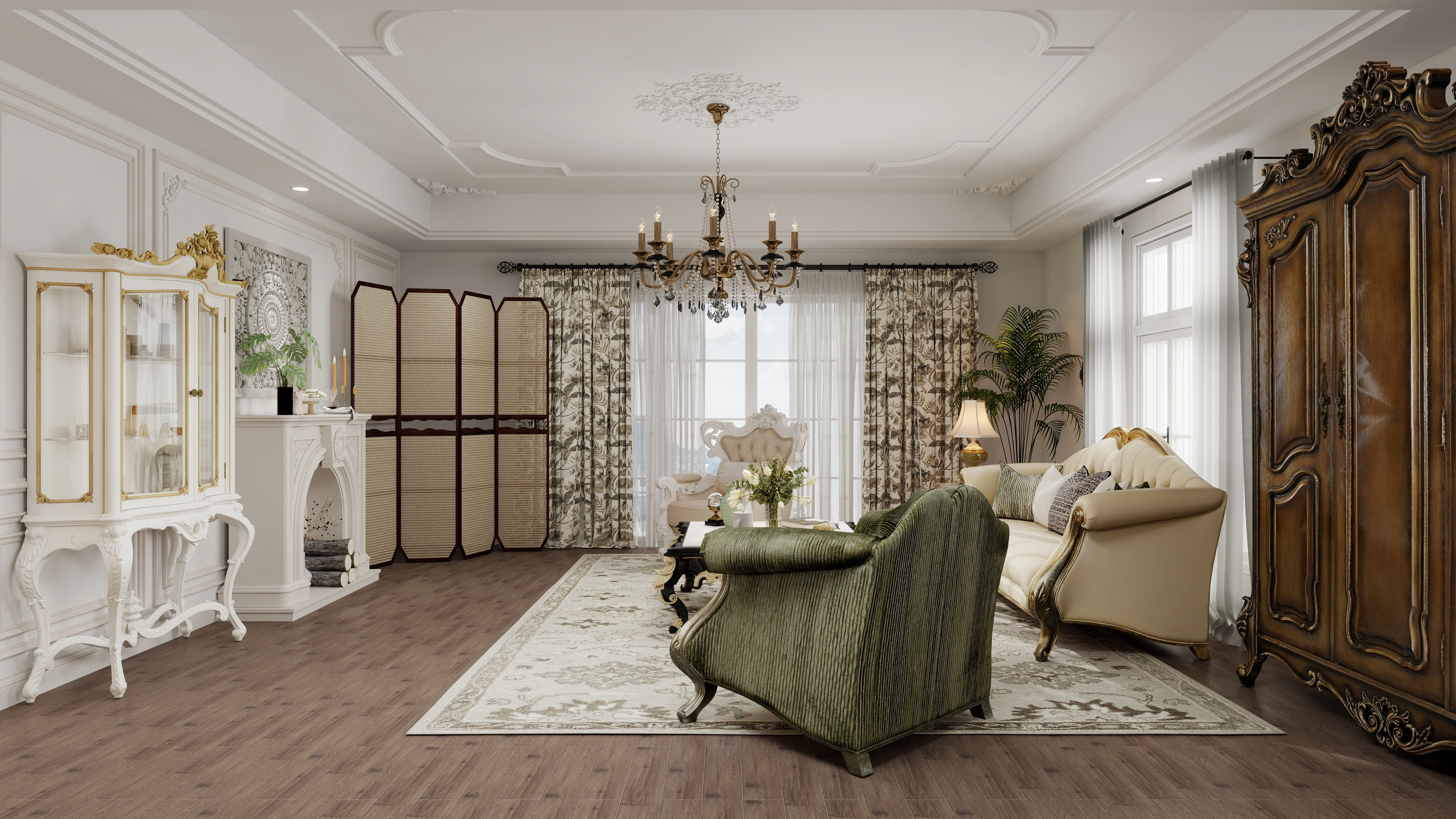 Luxurious and Elegant Home Space in French Style Living room 3