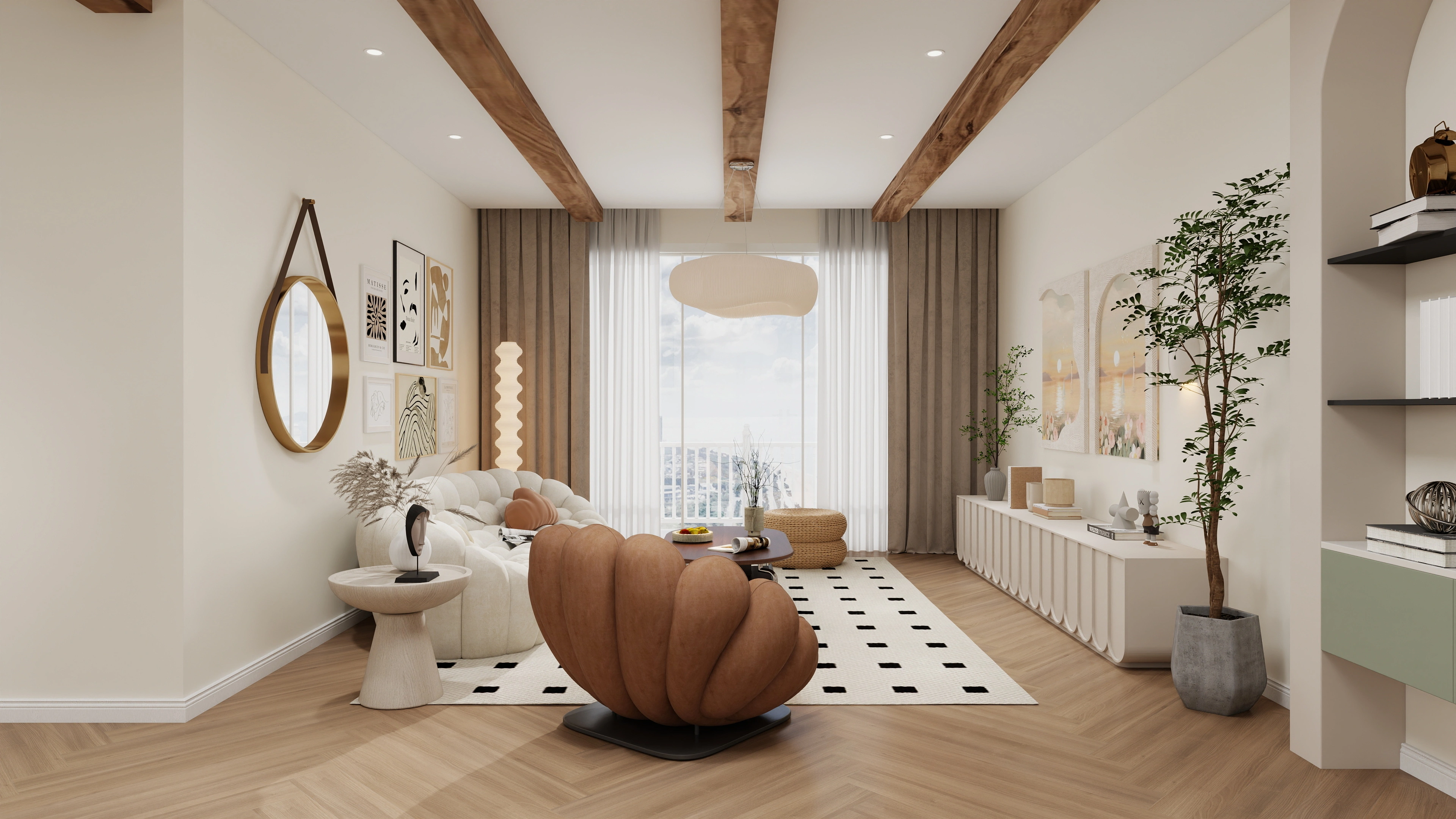 French Retro Healing Home Space Living room 3