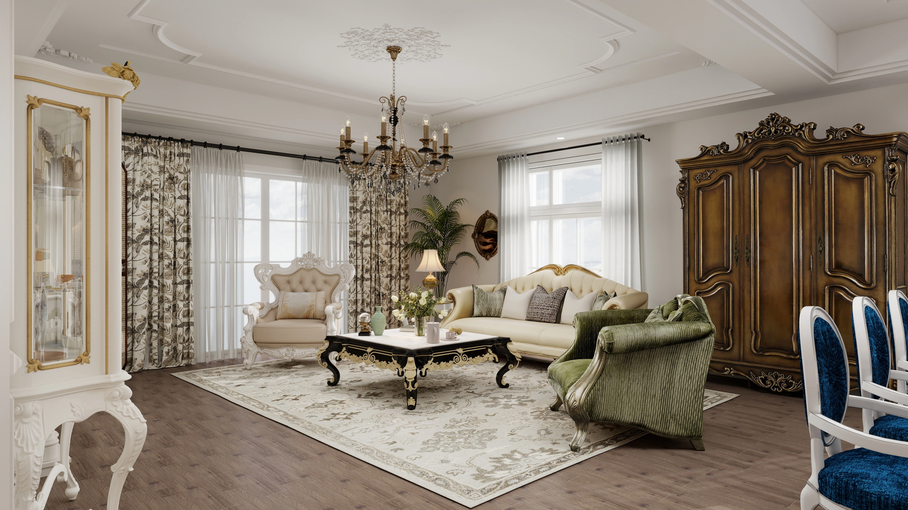 Luxurious and Elegant Home Space in French Style Living room 4