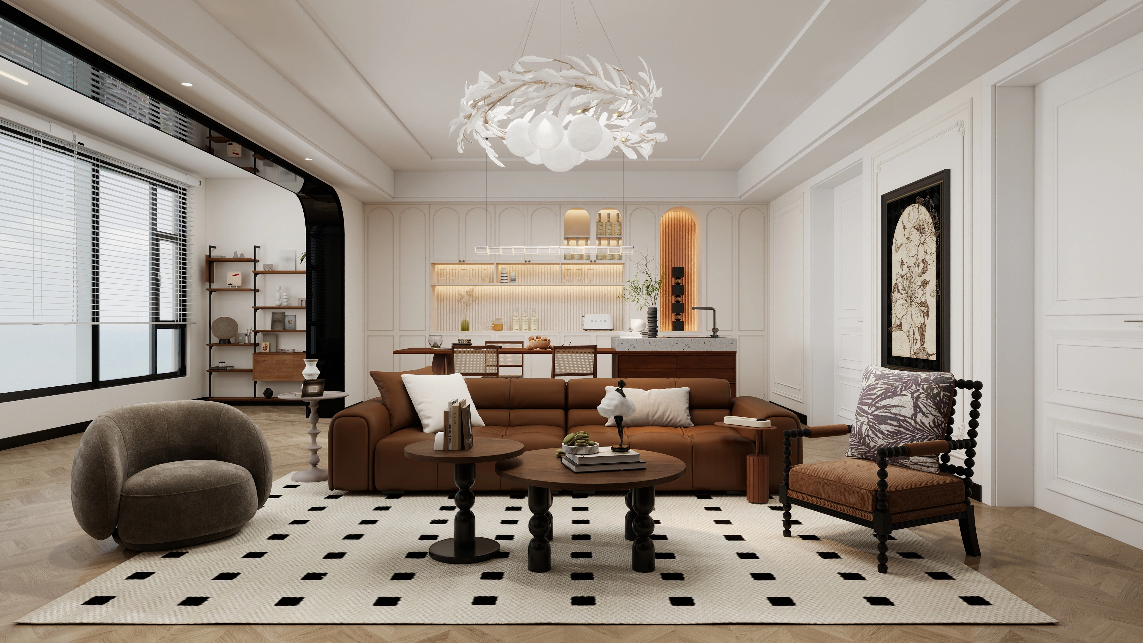 French Retro and Luxury Elegant Residence Living room 1