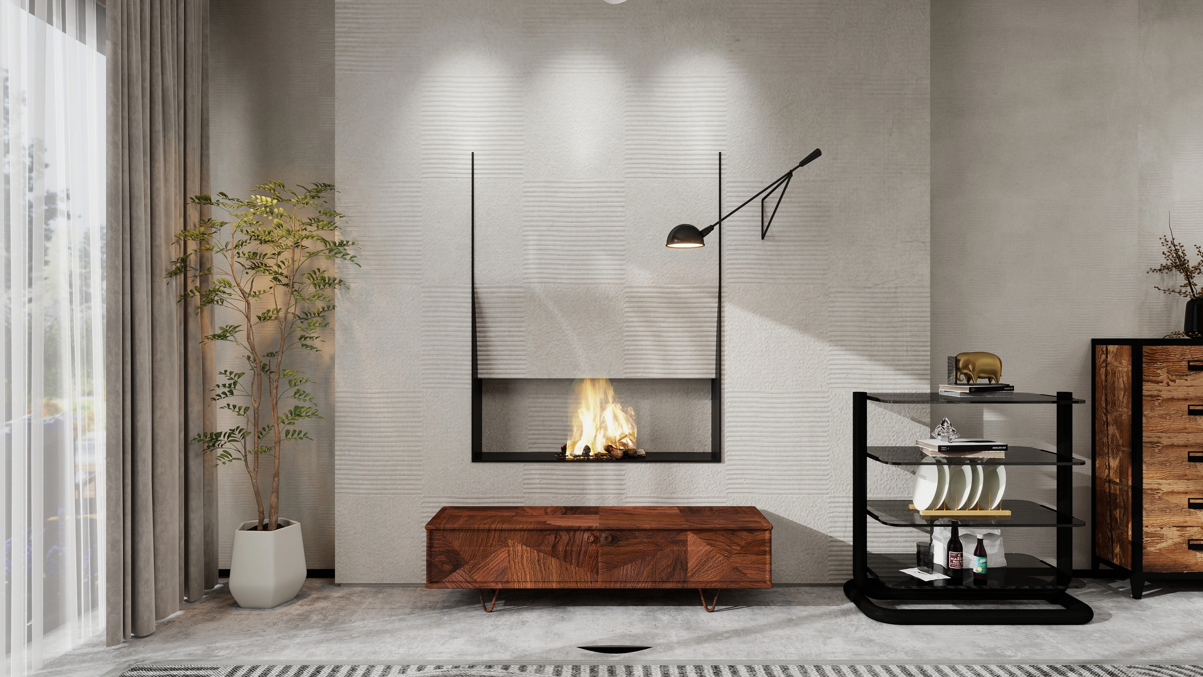 Industrial Minimalism Urban Textured Residence Living room 3