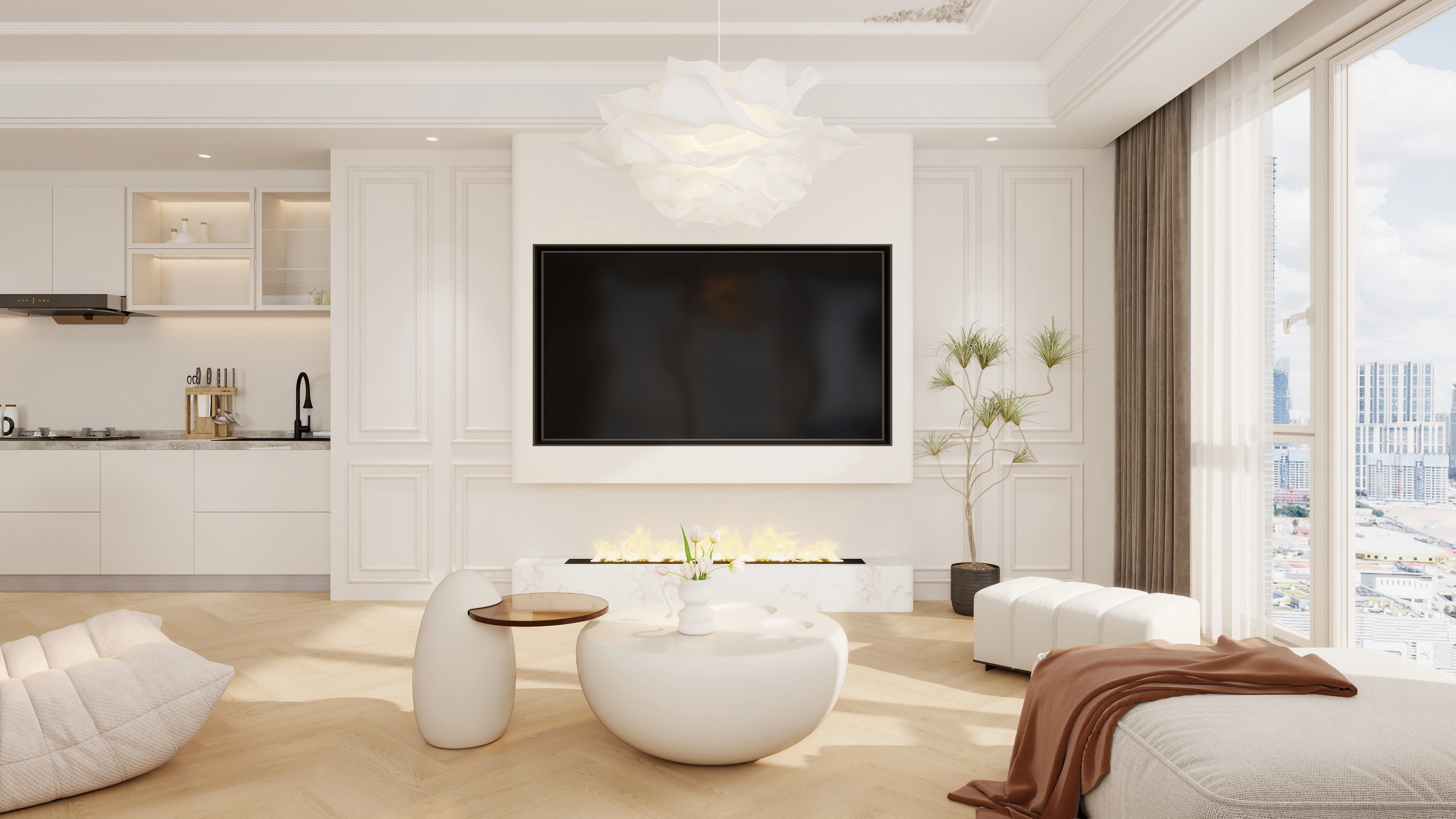 Cream-Colored Light Luxury, Elegant Home Realm Living room 4