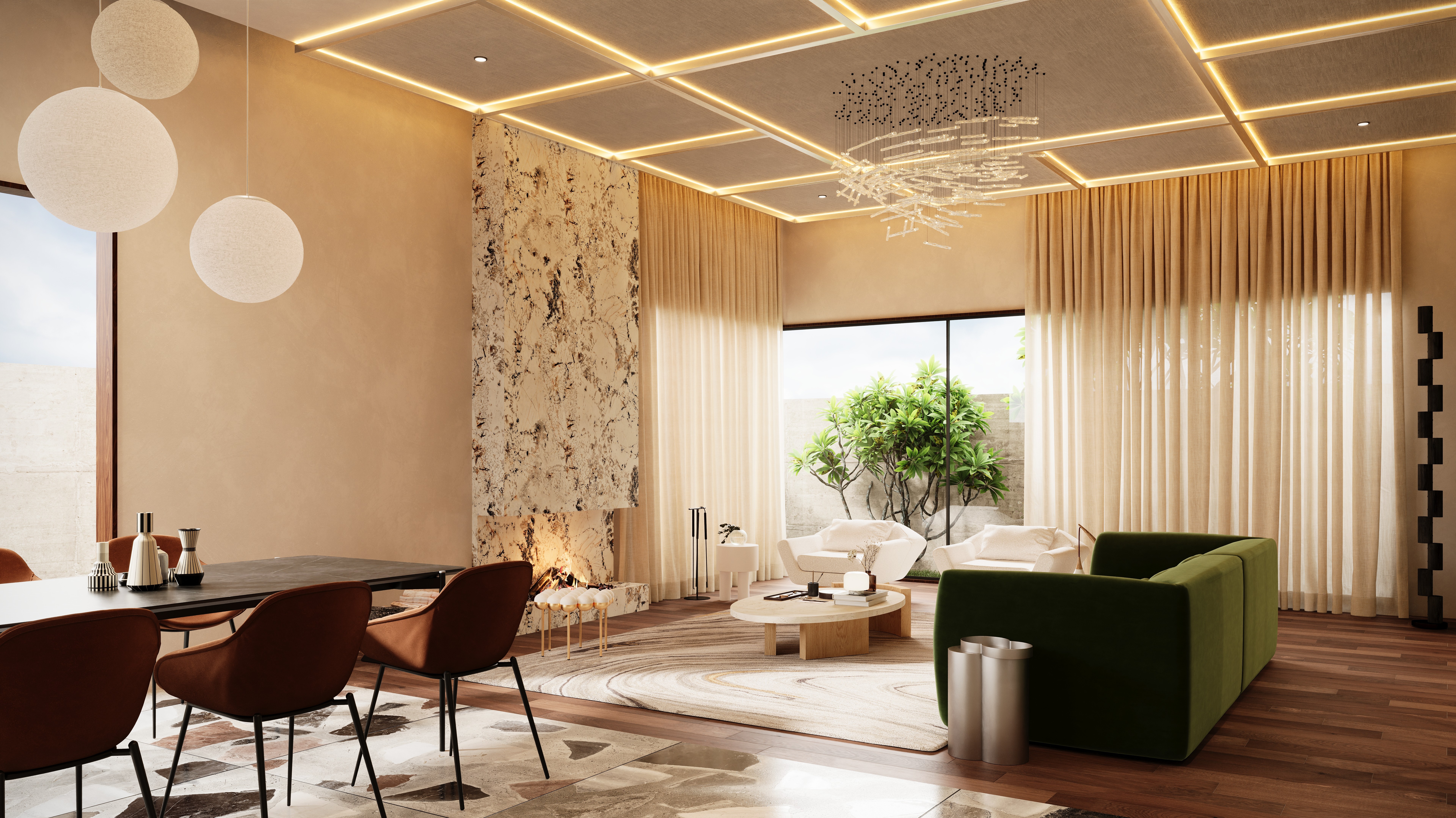 Green Haven: A Modern Home with Natural Soul Living room 4