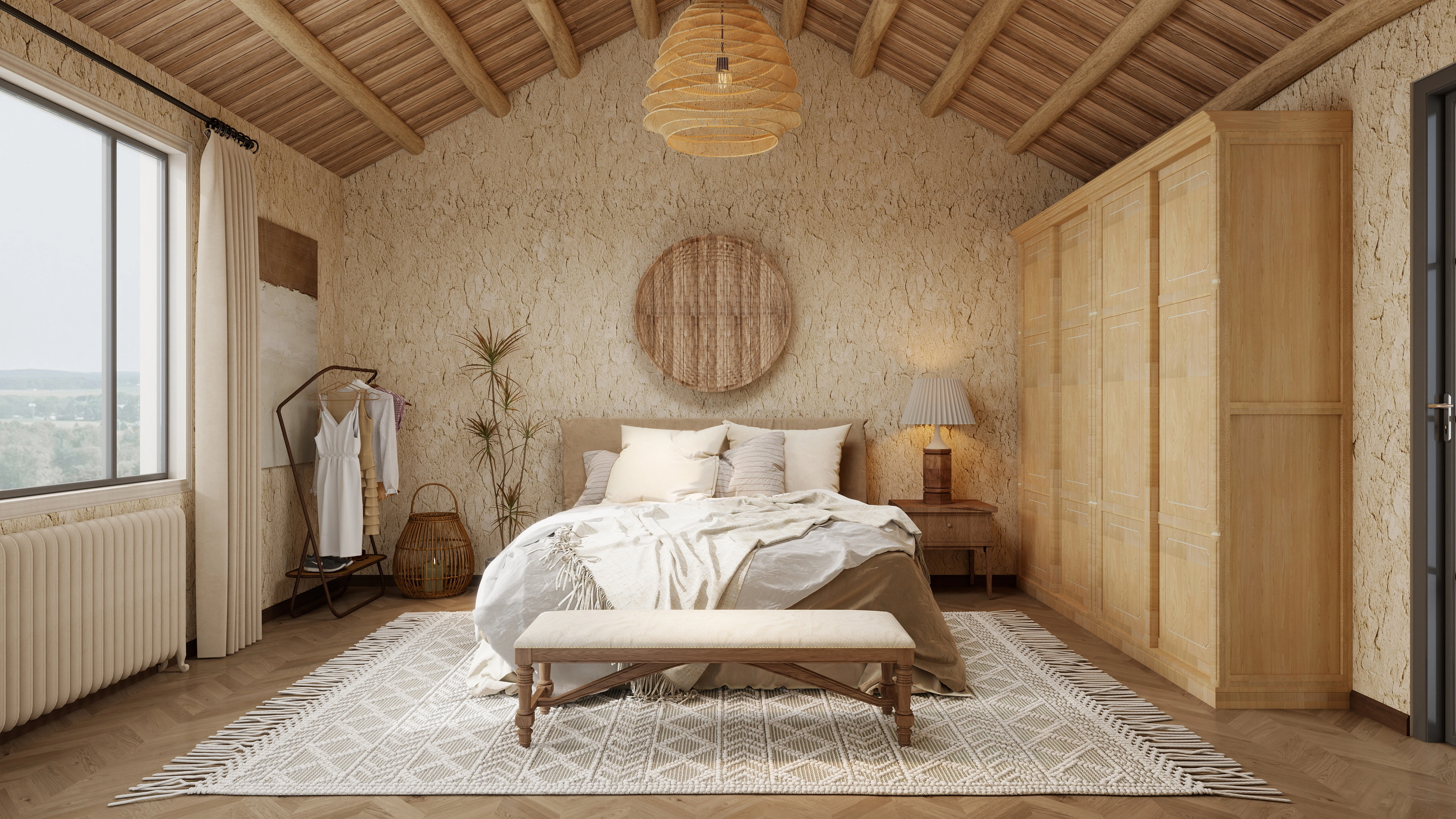 Natural Dwelling, Simple and Warm Home Space