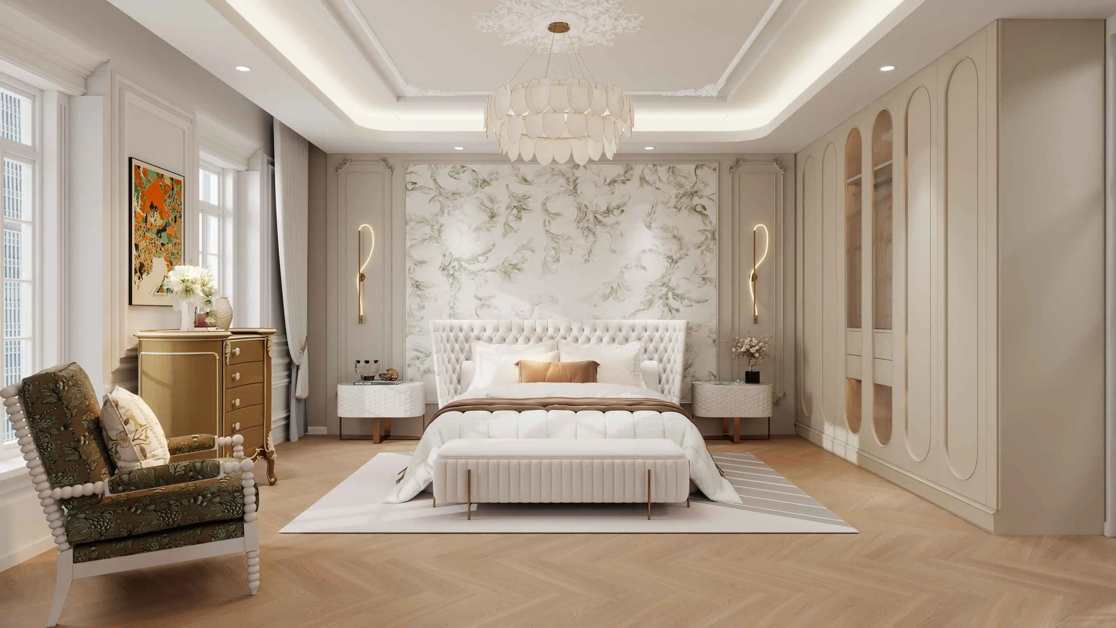 French Light Luxury Mansion bedroom