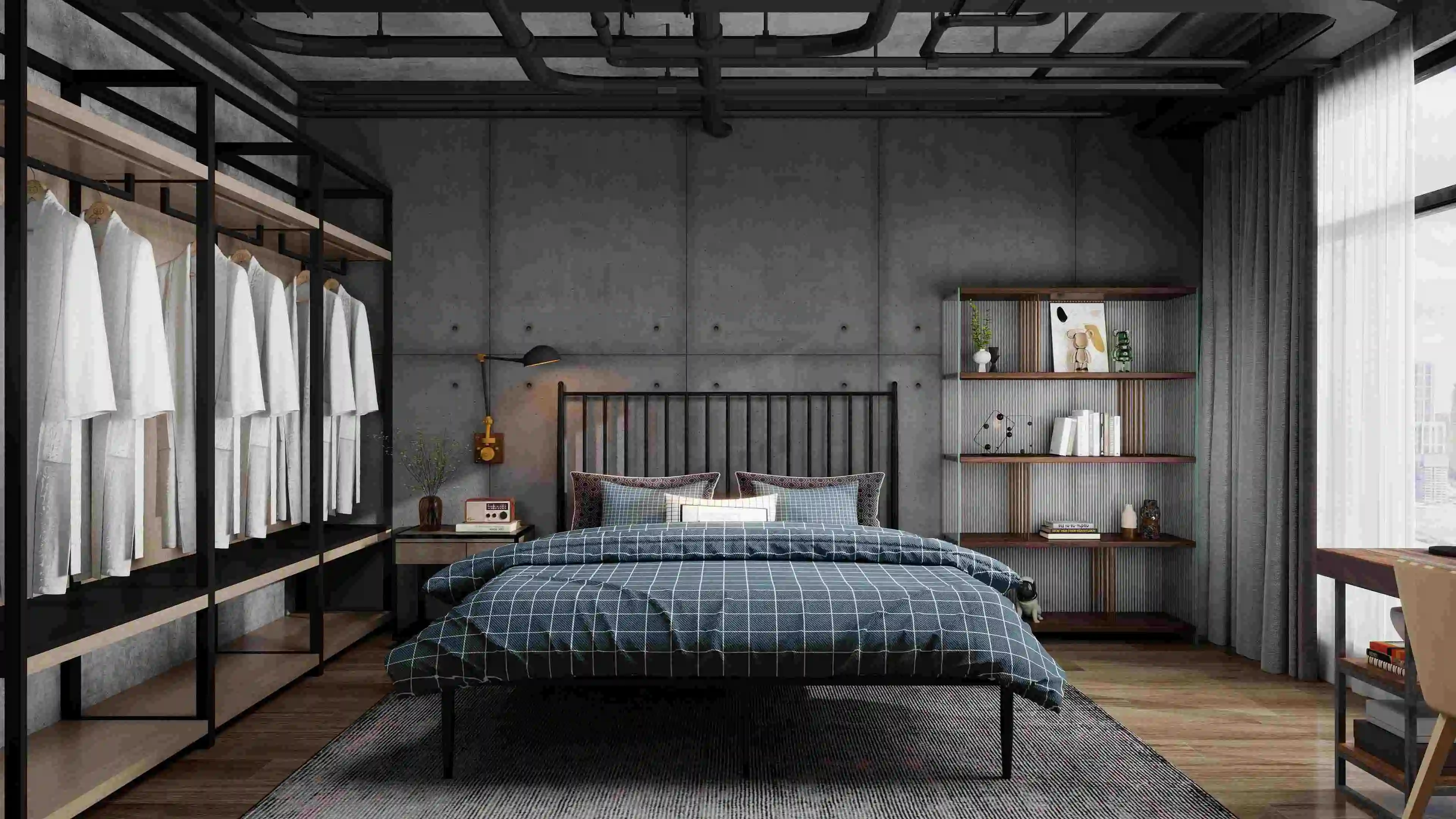 A Trendy Home of Retro and Personalit bedroom