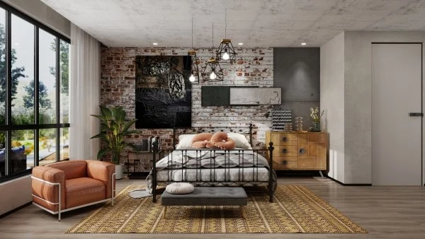 Industrial Minimalism Urban Textured Residence bedroom