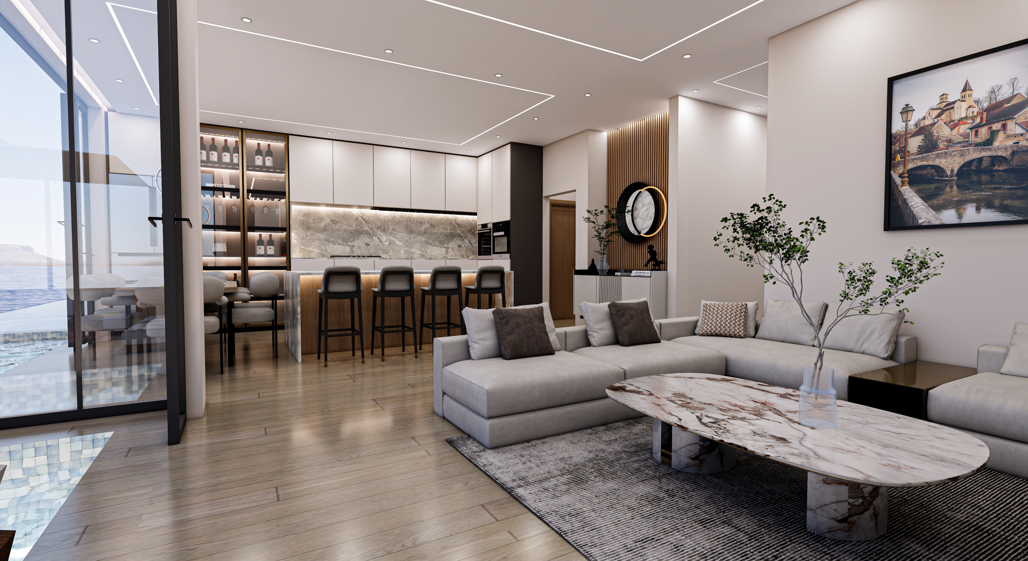 Modern Coastal Luxury Living Room Design