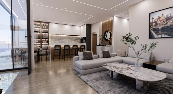 Modern Coastal Luxury Living Room Design living-room