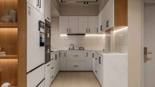 warm modern minimalistic interior design kitchen