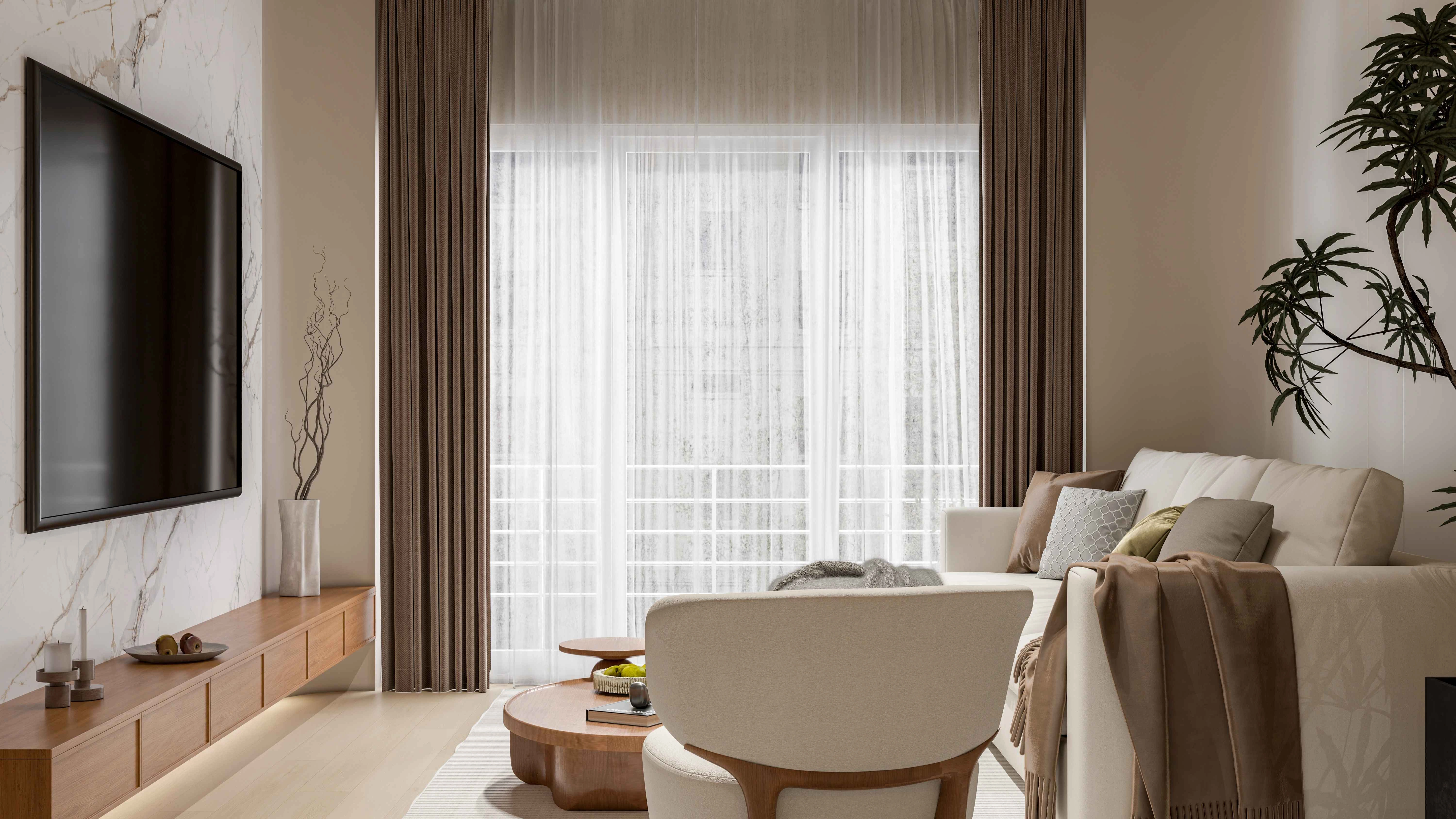 warm modern minimalistic interior design Living room 3