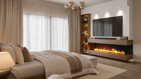 warm modern minimalistic interior design bedroom